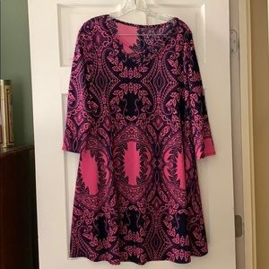 Jenny Boston Hot Pink/Navy Baby Doll Dress